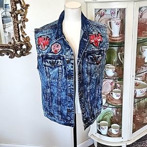 Vintage Chicago Bulls Acid Washed Jean Vest
